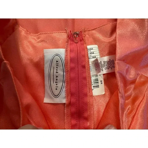 ALFRED ANGELO 80’s Vintage Pink Dress Sweetheart Neck Cup Sleeve Small Prom Wed - Picture 10 of 11